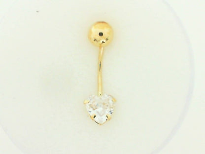 14K Heart CZ Belly Piercing