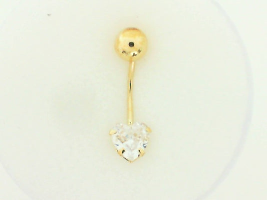 14K Heart CZ Belly Piercing