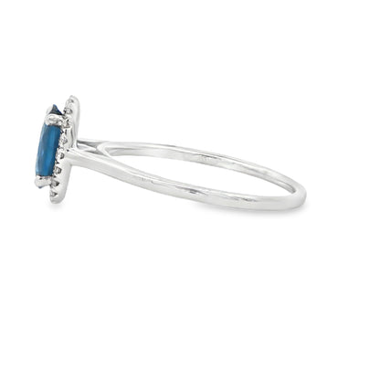 Oval Sapphire Diamond Halo Ring