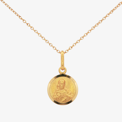 18K Sacred Heart Jesus & Lady Carmen Medal Necklace