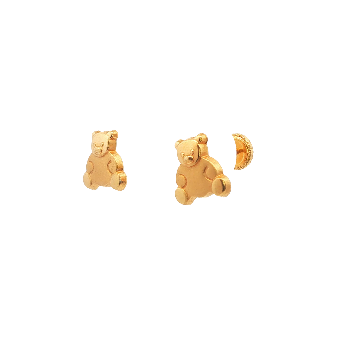 18K Gold Teddy Bear Child Stud Earrings 