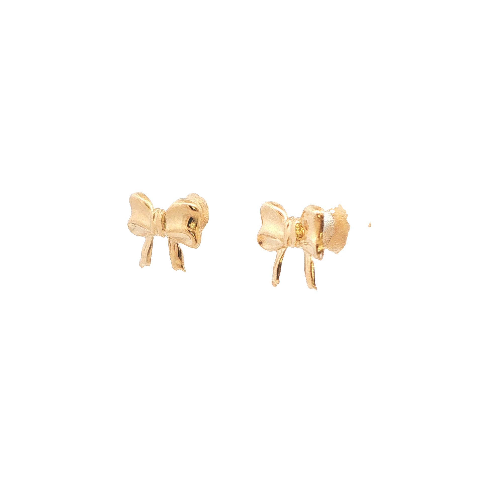 14K Yellow Gold Bow Child Earrings
