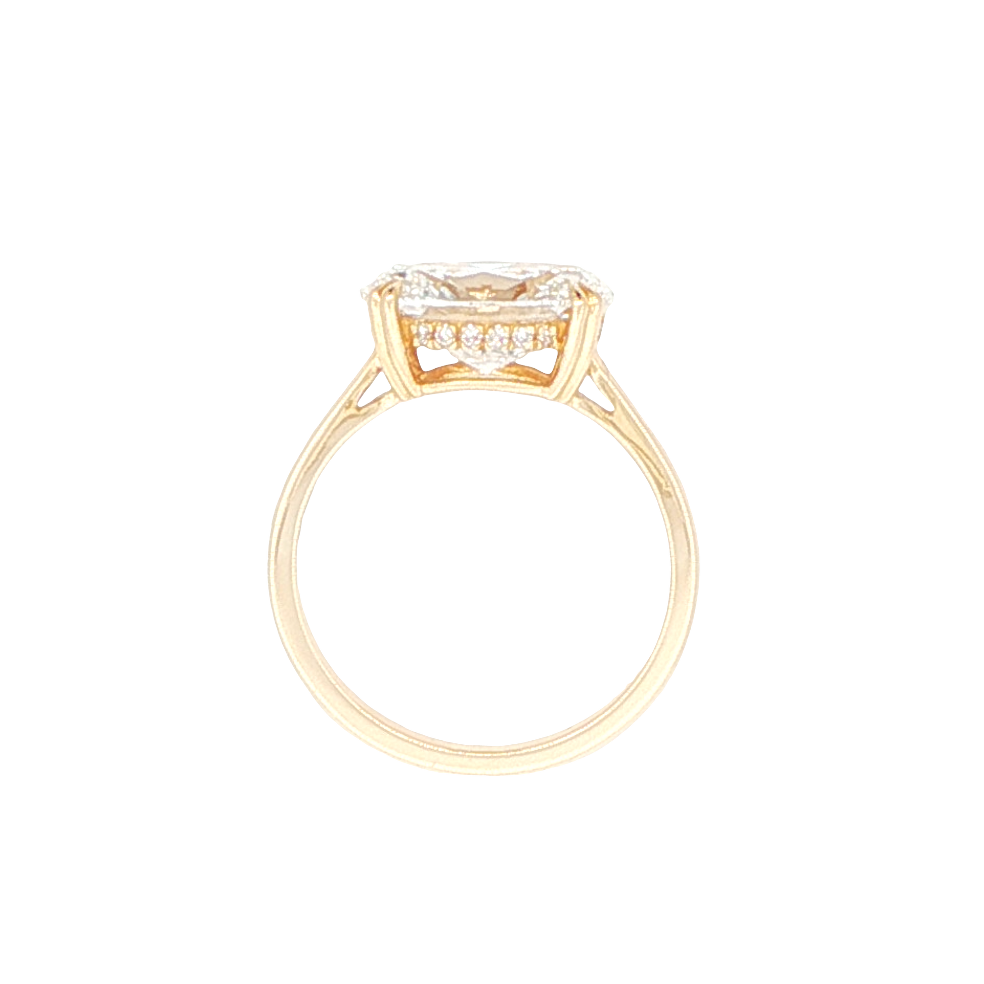 14K Yellow Gold Oval Hidden Halo Engagement Ring 3.14 CTTW D VS1 IGI