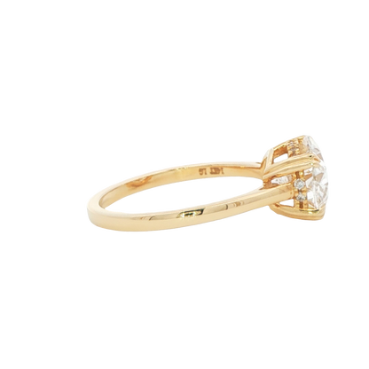 14K Yellow Gold Oval Hidden Halo Engagement Ring 3.14 CTTW D VS1 IGI