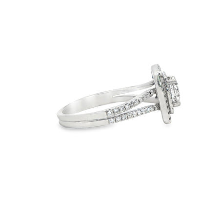 18K White Gold Diamond Halo Engagement Ring