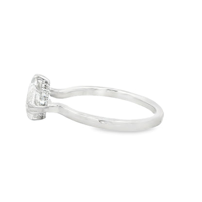 14K White Gold Lab-Grown Diamond East-West Marquise Engagement Ring Hidden Halo