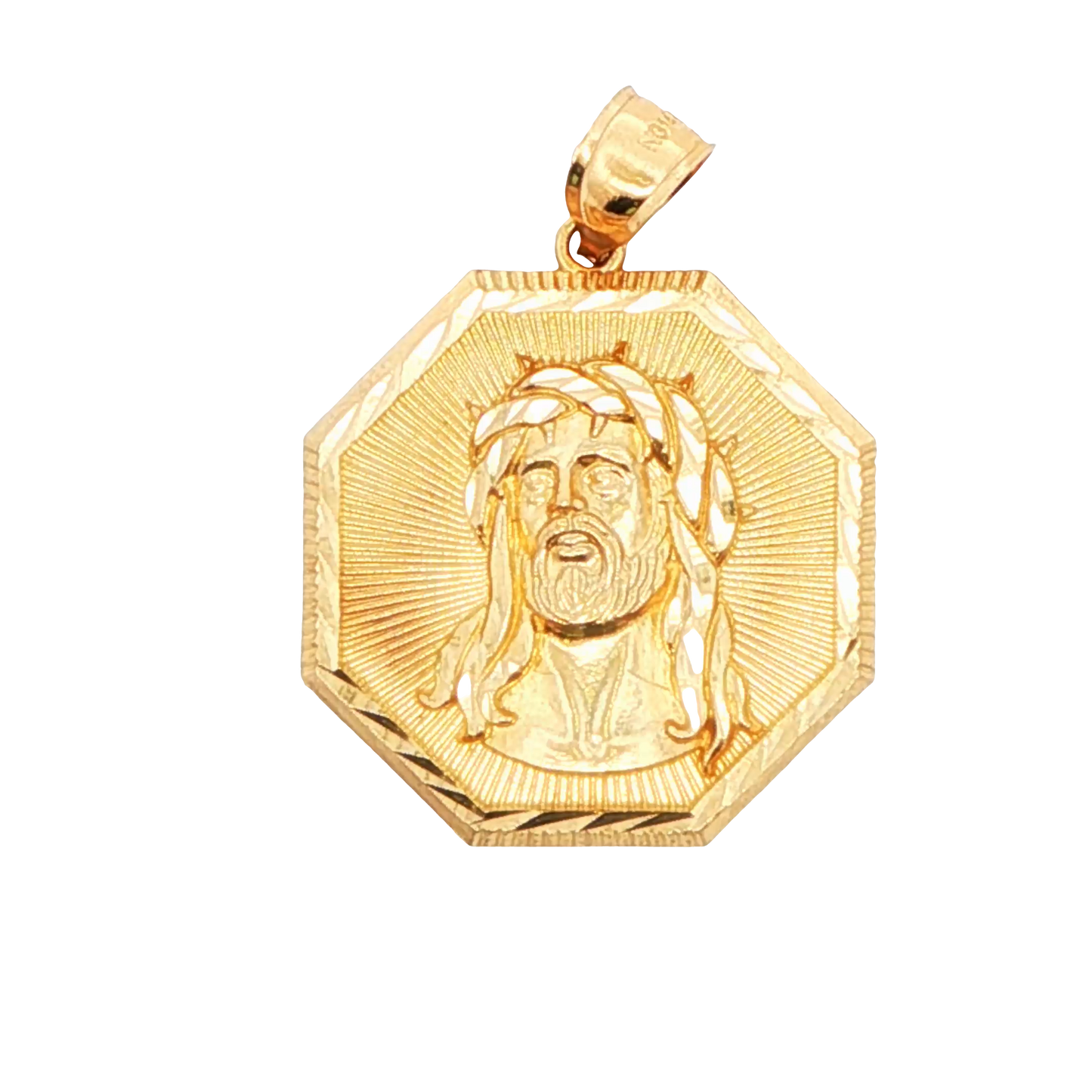 14K YG JESUS IN OCTAGON PENDANT 5.5G