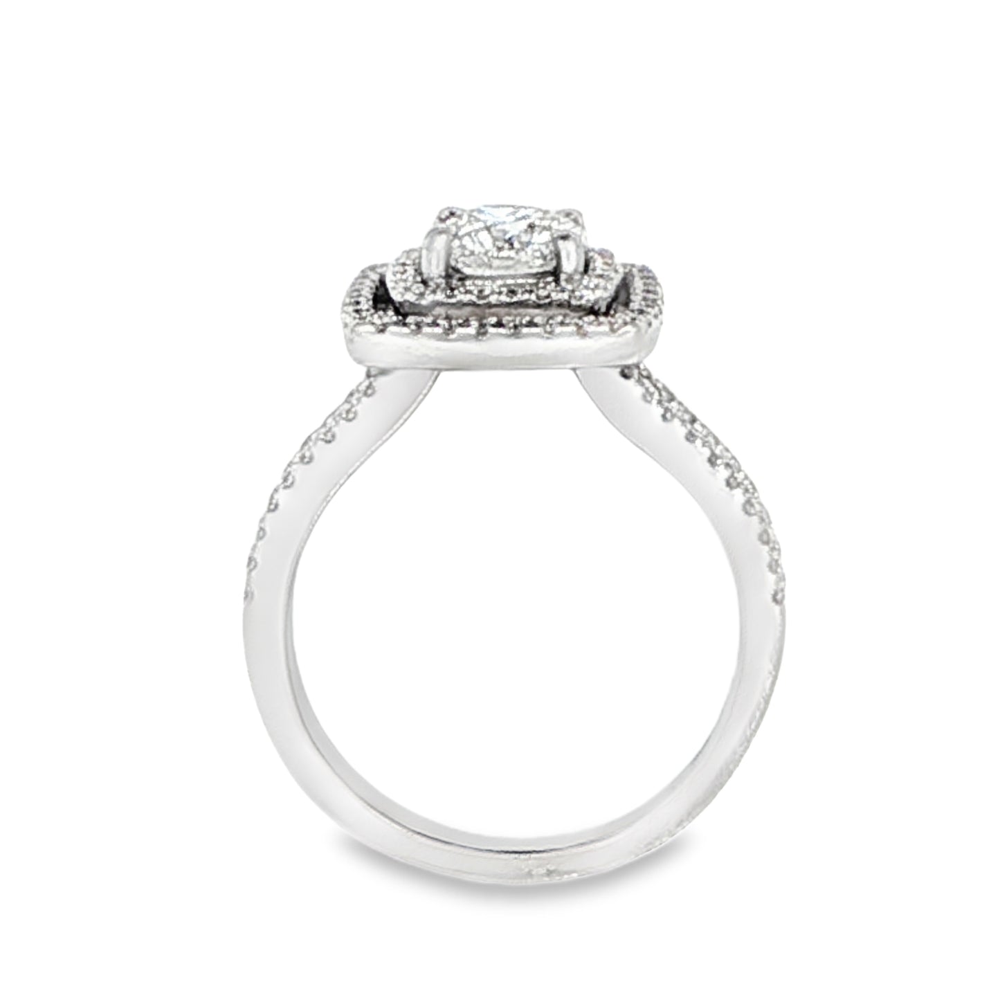 18K White Gold Diamond Halo Engagement Ring
