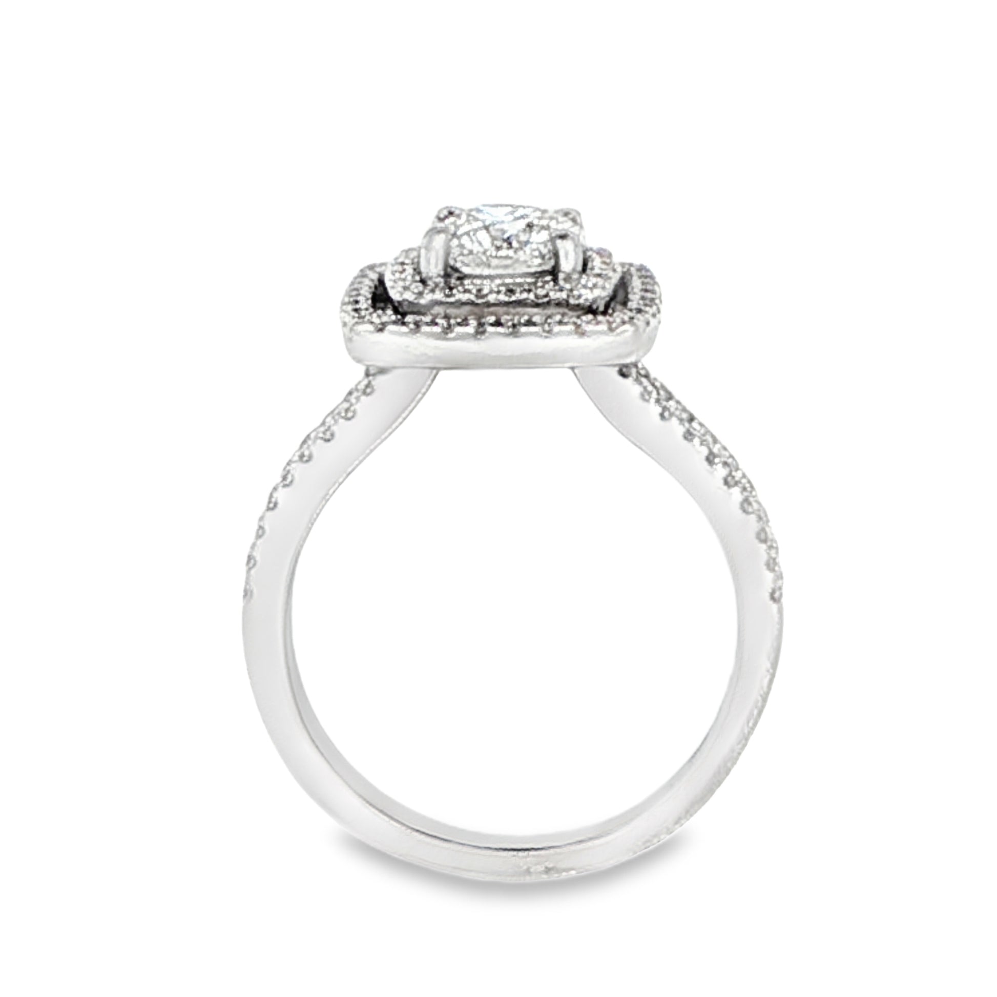18K White Gold Diamond Halo Engagement Ring