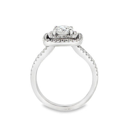 18K White Gold Diamond Halo Engagement Ring