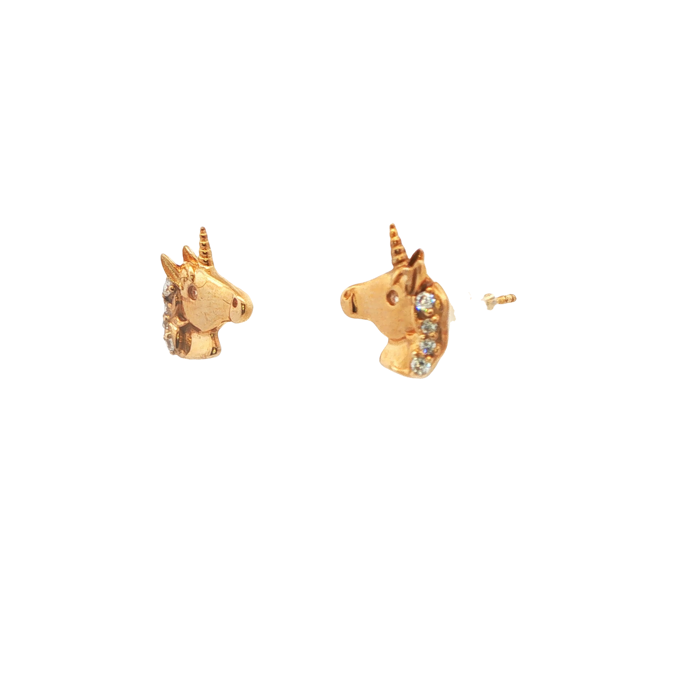 14K Gold Unicorn CZ Stud Earrings