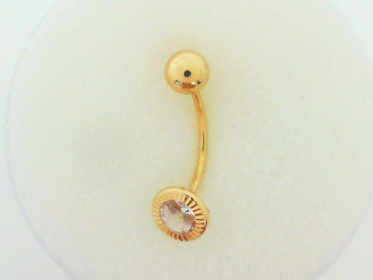 14K Fluted Round Bezel Belly Piercing