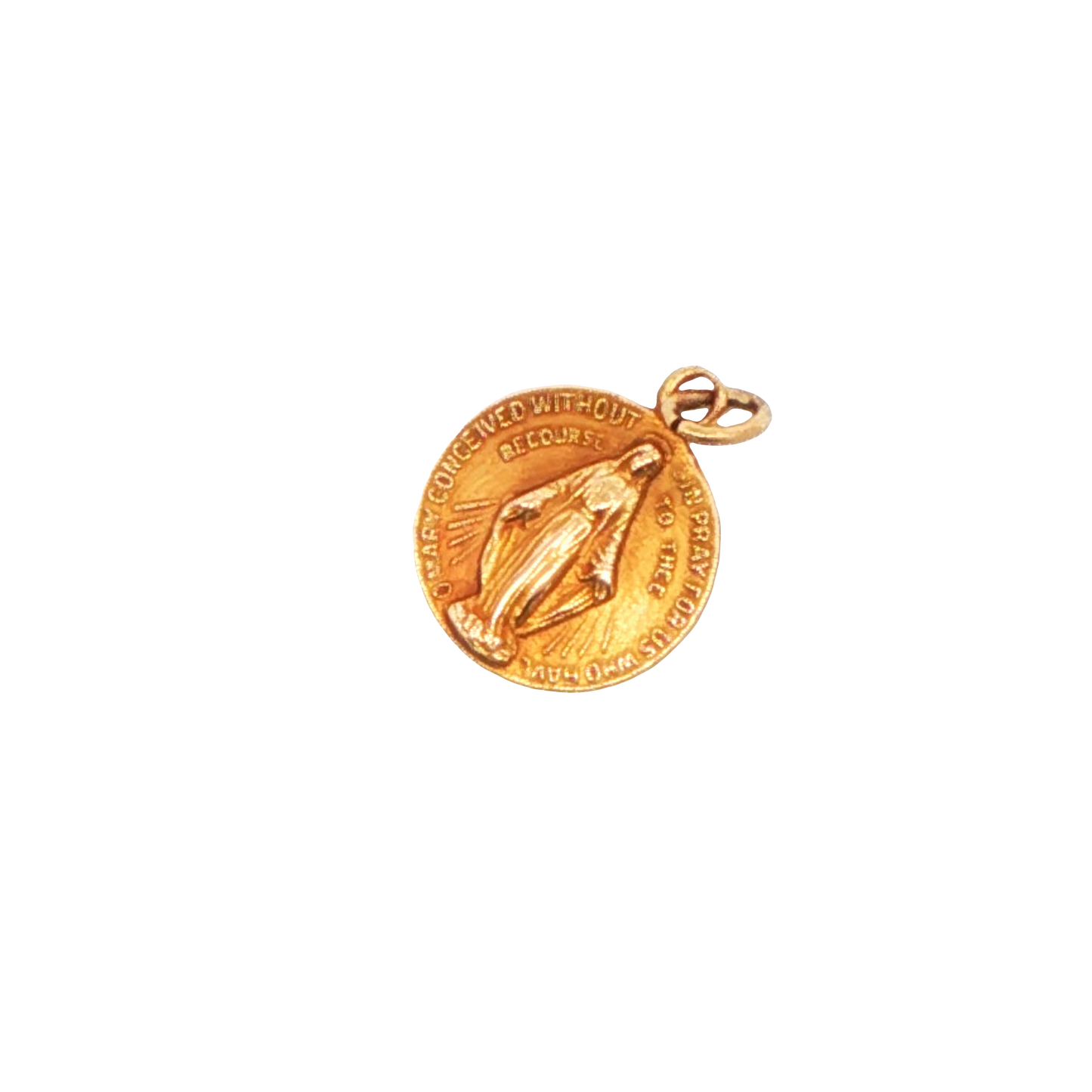14K Yellow Gold Prayer Charm Pendant
