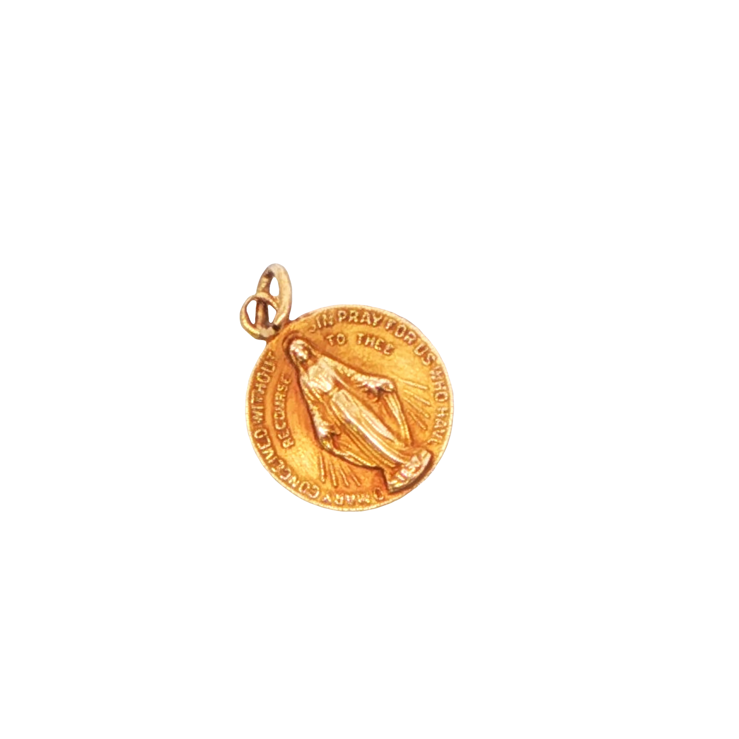 14K Yellow Gold Prayer Charm Pendant