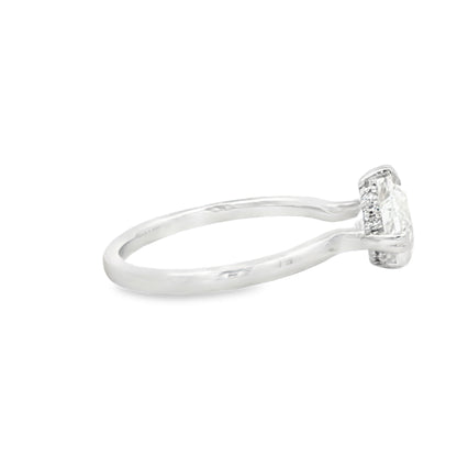 14K White Gold Lab-Grown Diamond East-West Marquise Engagement Ring Hidden Halo