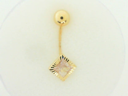 14K Fluted Bezel CZ Belly Piercing