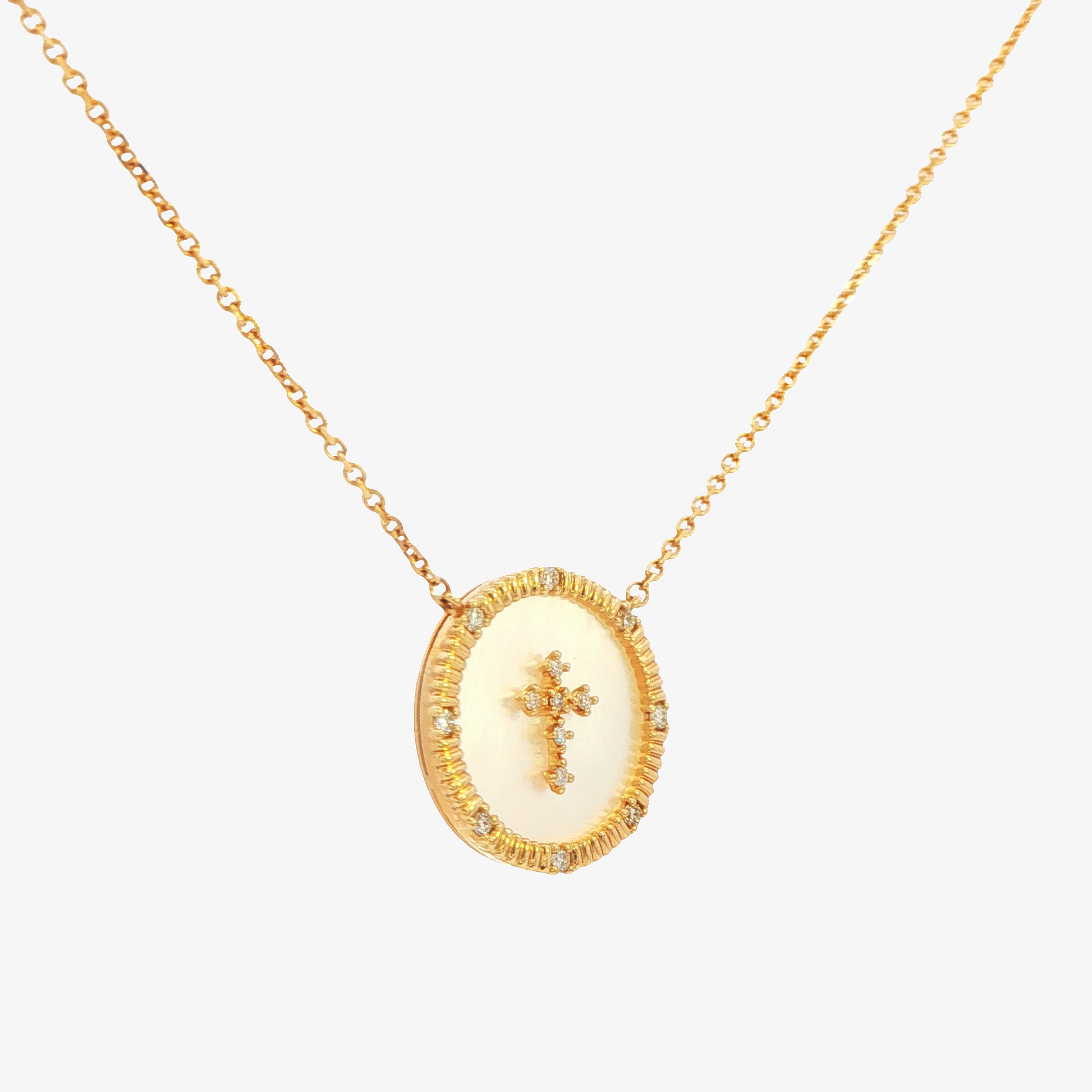 Diamond Mother-of-Pearl Cross Necklace