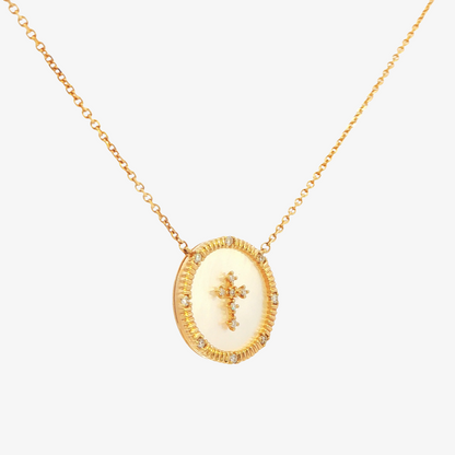 Diamond Mother-of-Pearl Cross Necklace