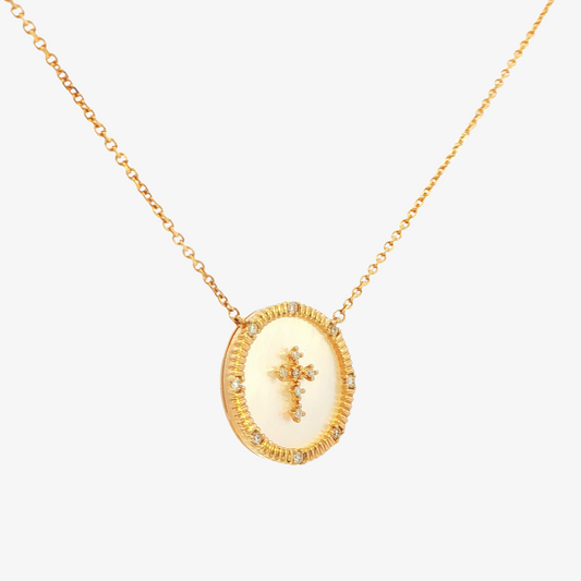 Diamond Mother-of-Pearl Cross Necklace