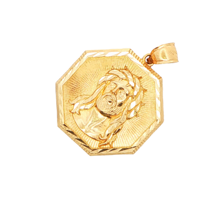 14K YG JESUS IN OCTAGON PENDANT 5.5G