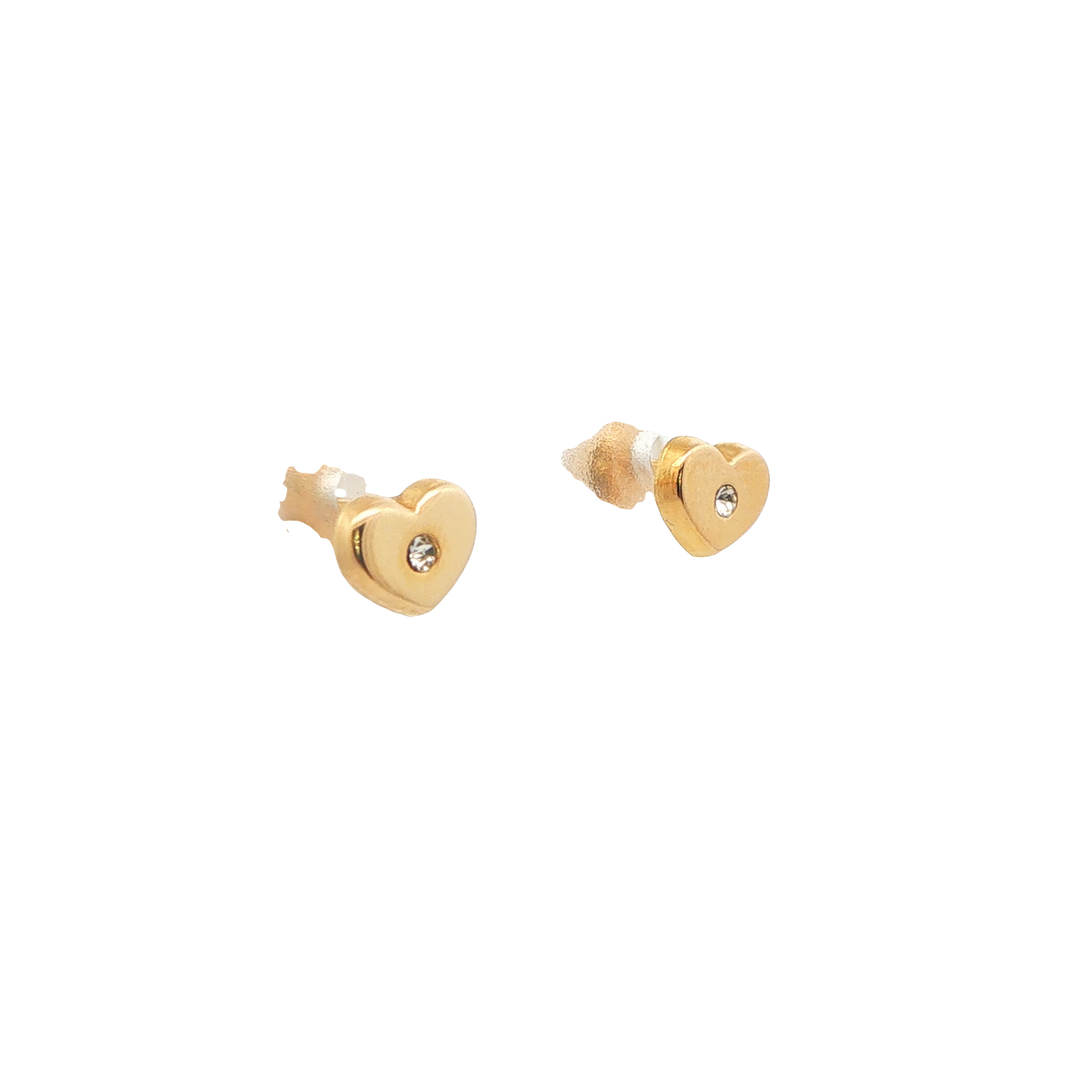 14K Gold Heart CZ Stud Earrings