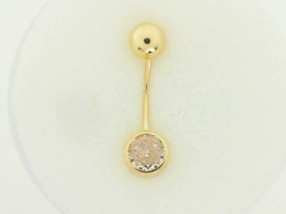 14K Round Bezel Belly Ring