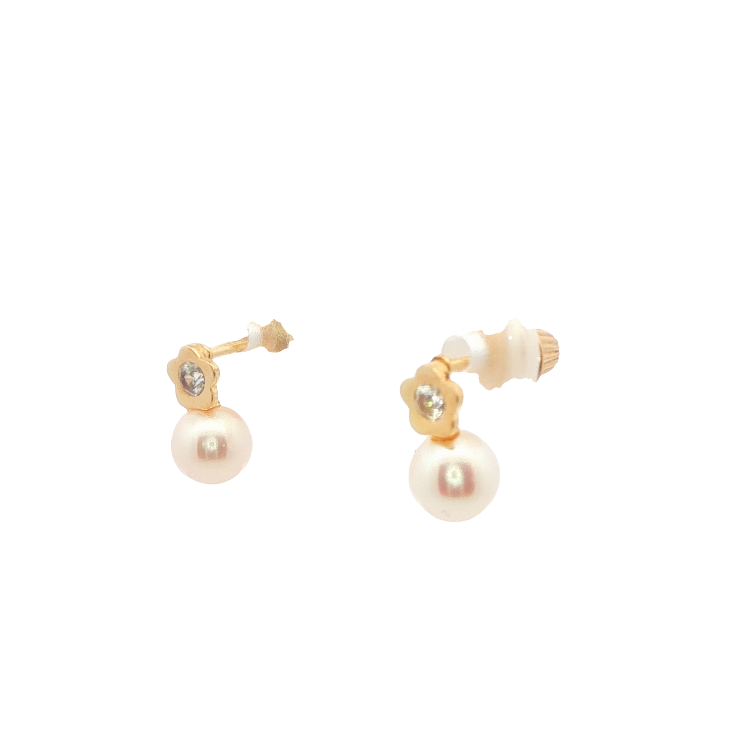 Child's Flower and Pearl Drop Earrings