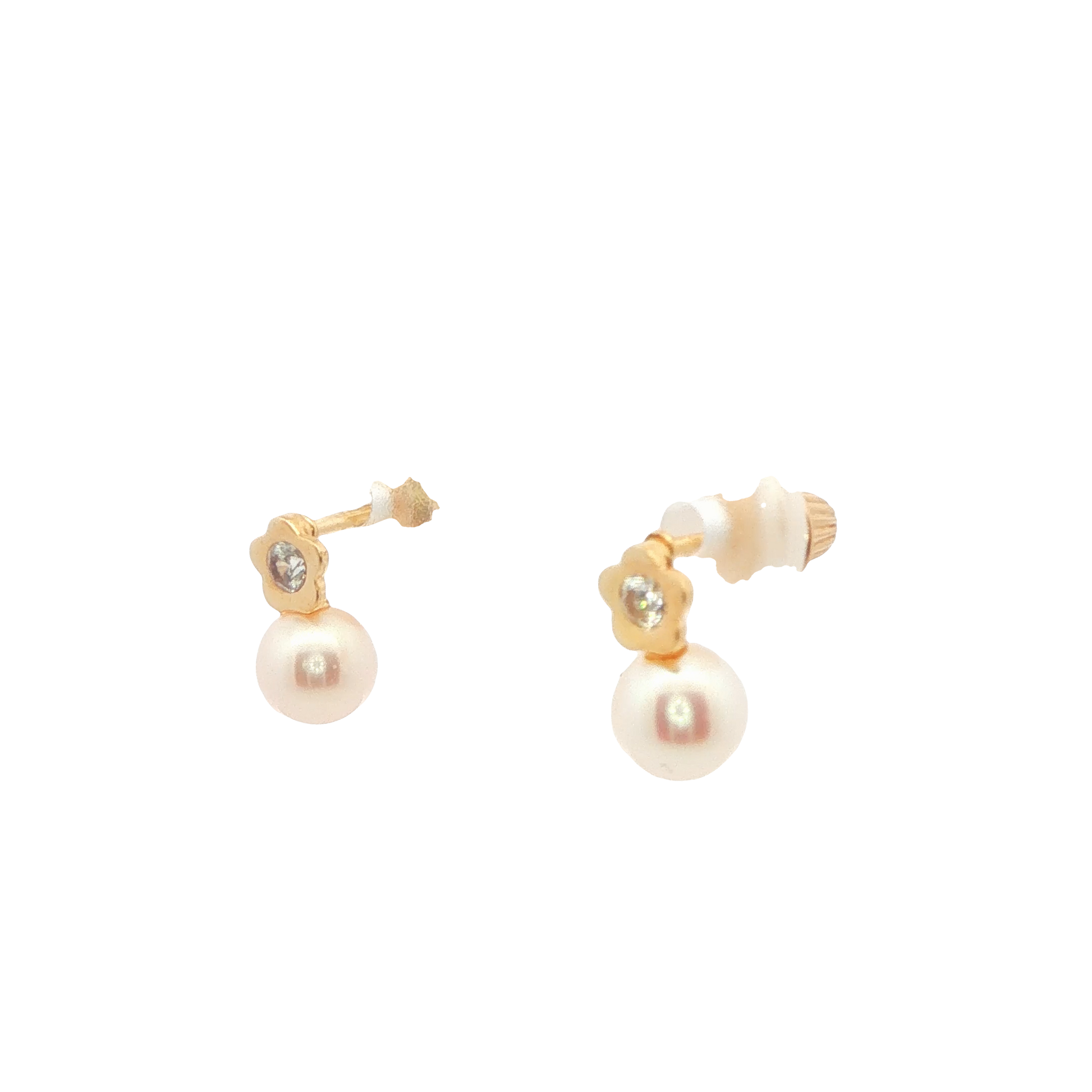 Child's Flower and Pearl Drop Earrings