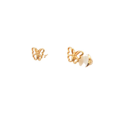 14K Yellow Gold Child Butterfly Earrings