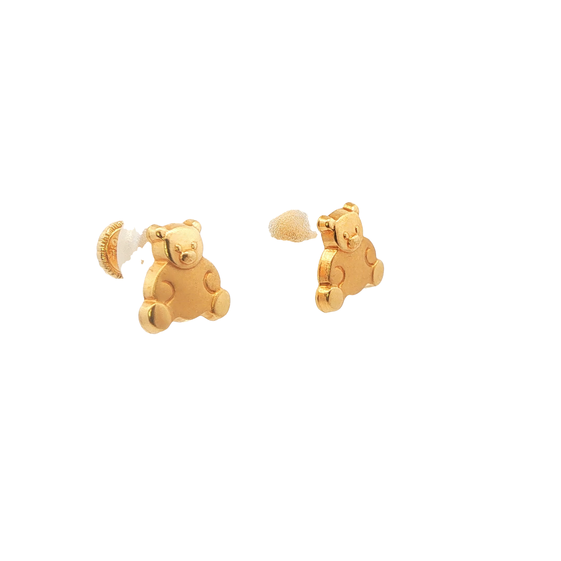 18K Gold Teddy Bear Child Stud Earrings 