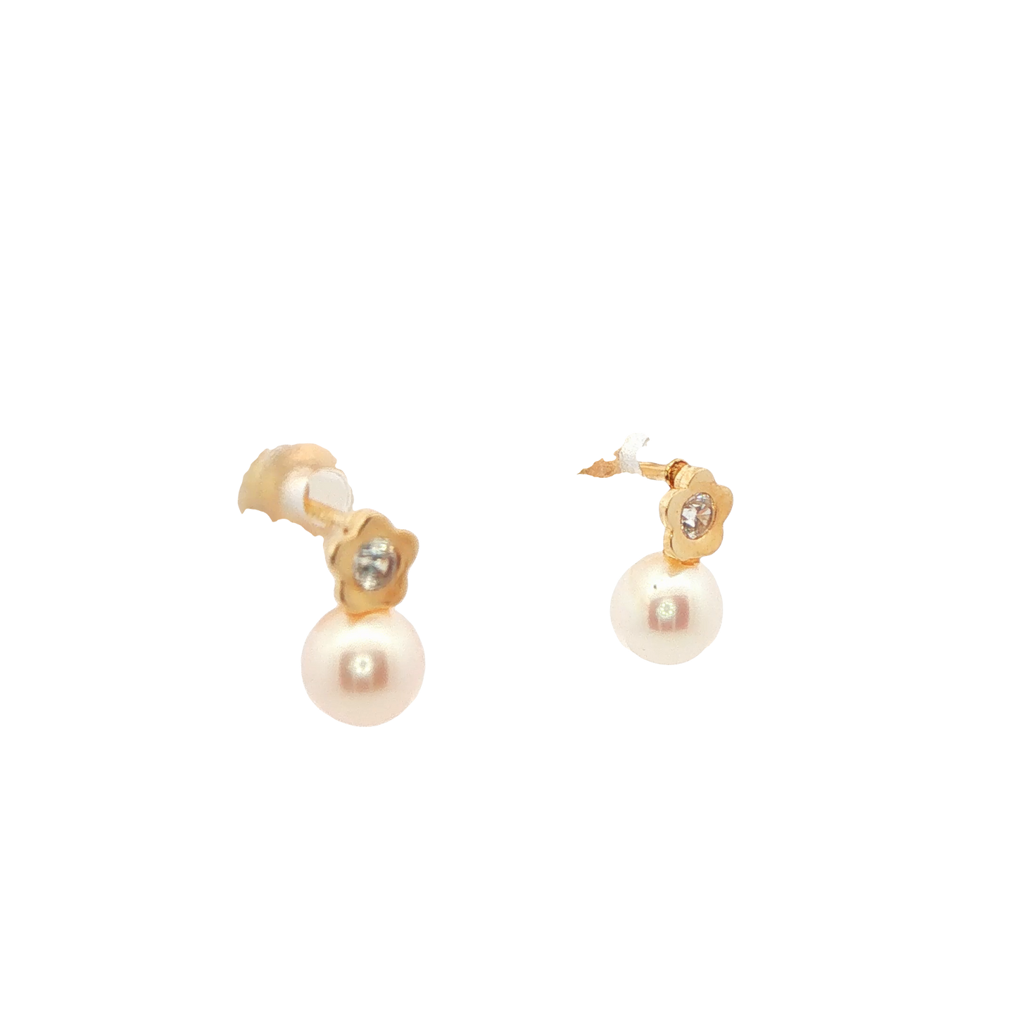Child's Flower and Pearl Drop Earrings