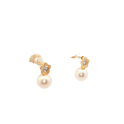 Child's Flower and Pearl Drop Earrings