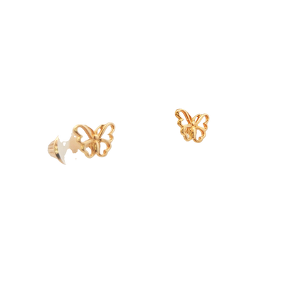 14K Yellow Gold Child Butterfly Earrings