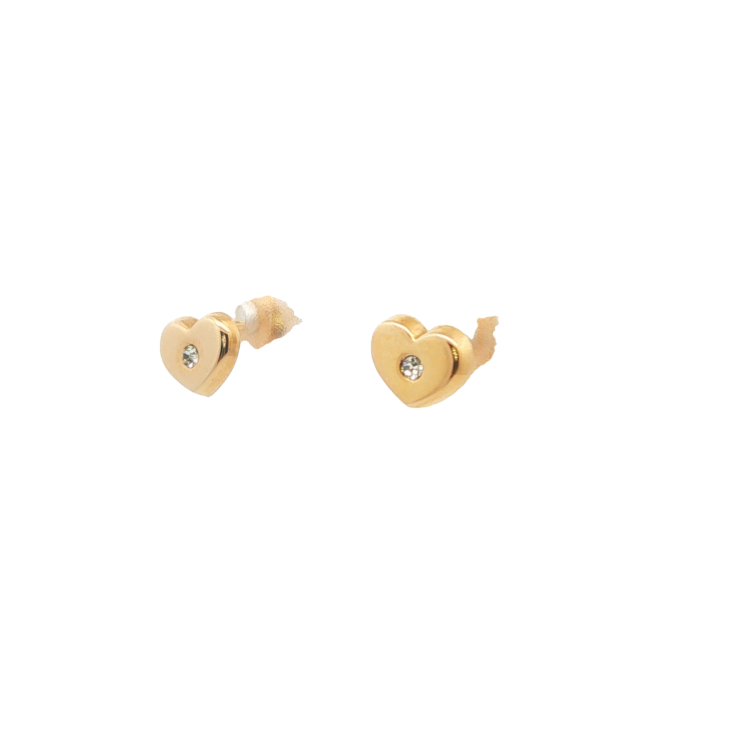 14K Gold Heart CZ Stud Earrings