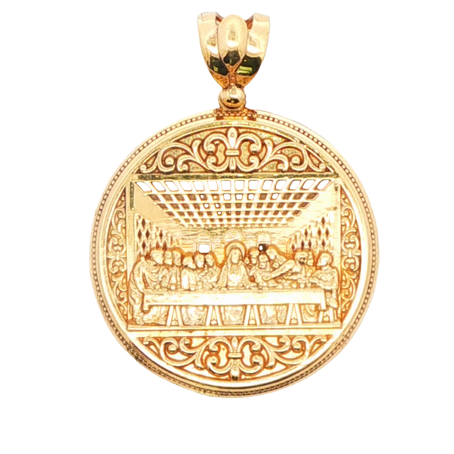 14K YG FIRST SUPPER ROUND MEDALLION PENDANT 8G