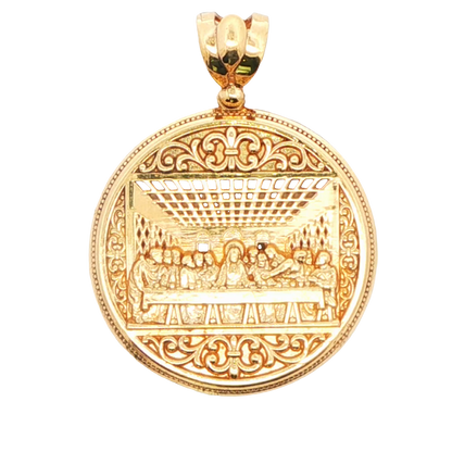 14K YG FIRST SUPPER ROUND MEDALLION PENDANT 8G