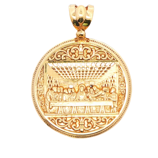 14K YG FIRST SUPPER ROUND MEDALLION PENDANT 8G
