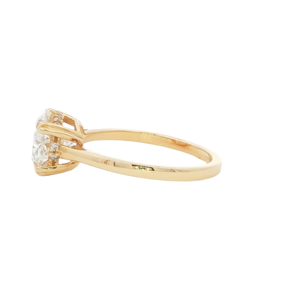14K Yellow Gold Oval Hidden Halo Engagement Ring 3.14 CTTW D VS1 IGI
