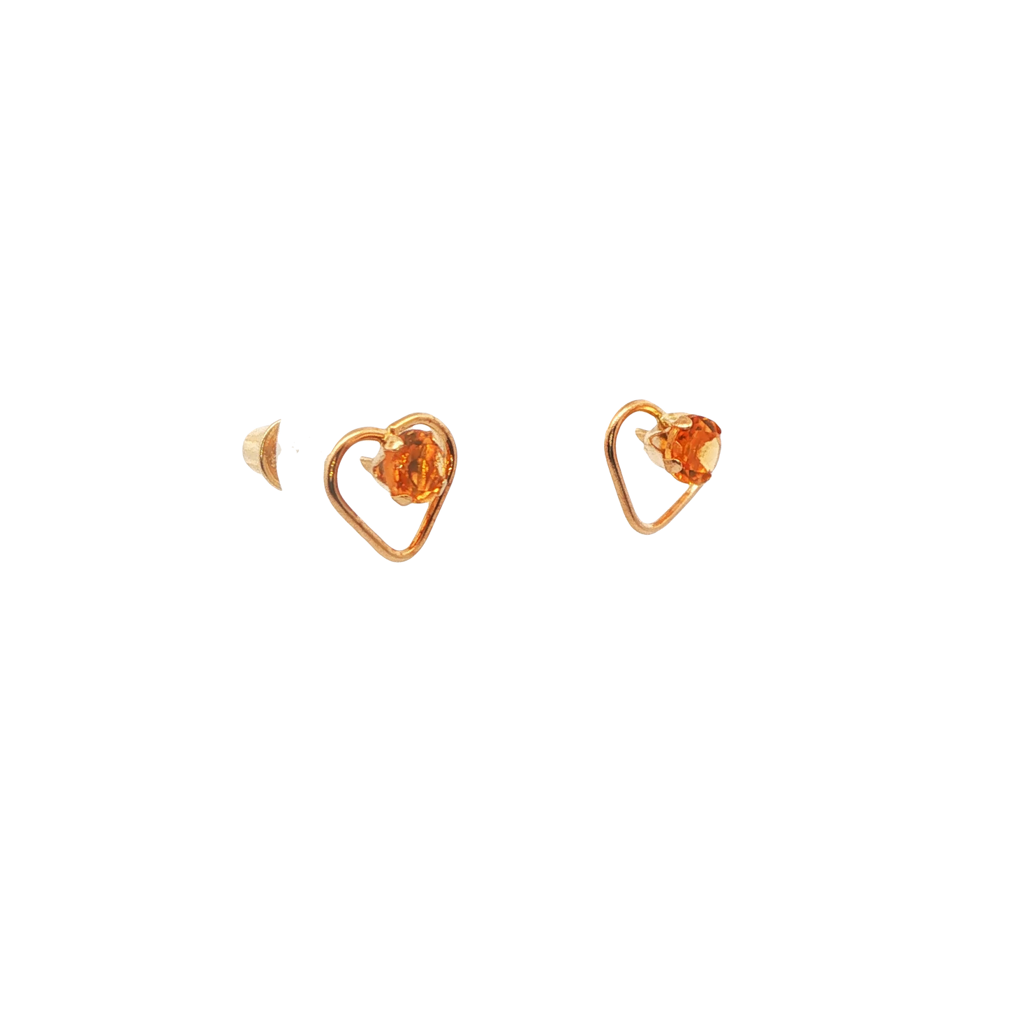 14K Gold Citrine Heart Earrings