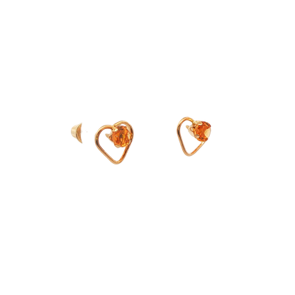 14K Gold Citrine Heart Earrings