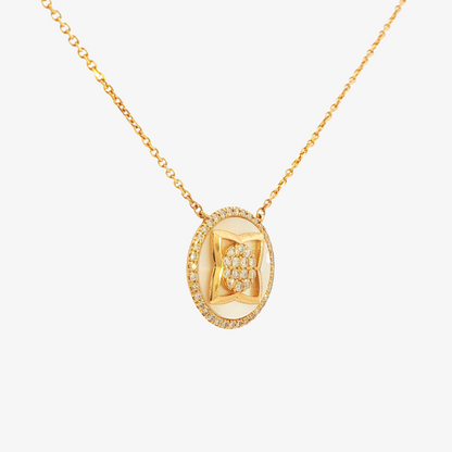 Mother-of-Pearl and Diamond Circle Necklace