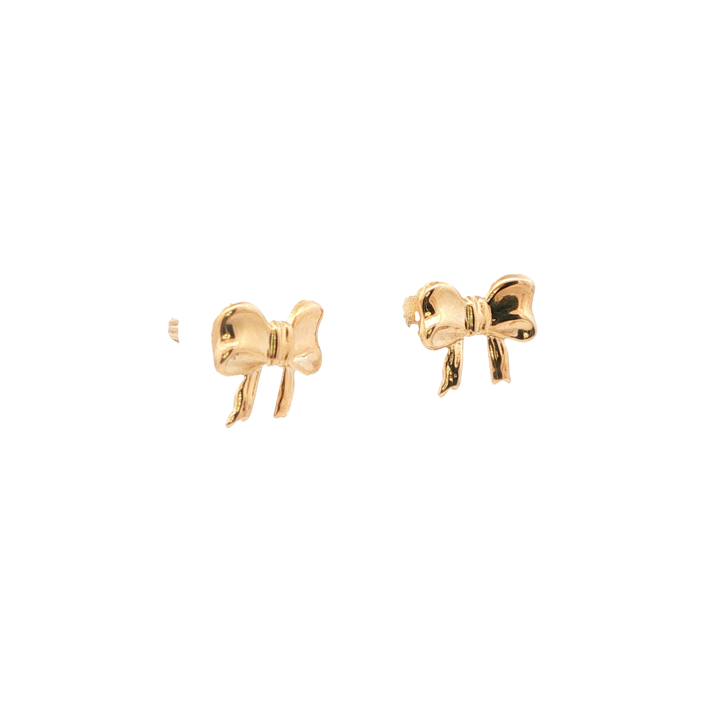 14K Yellow Gold Bow Child Earrings