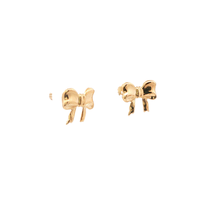 14K Yellow Gold Bow Child Earrings