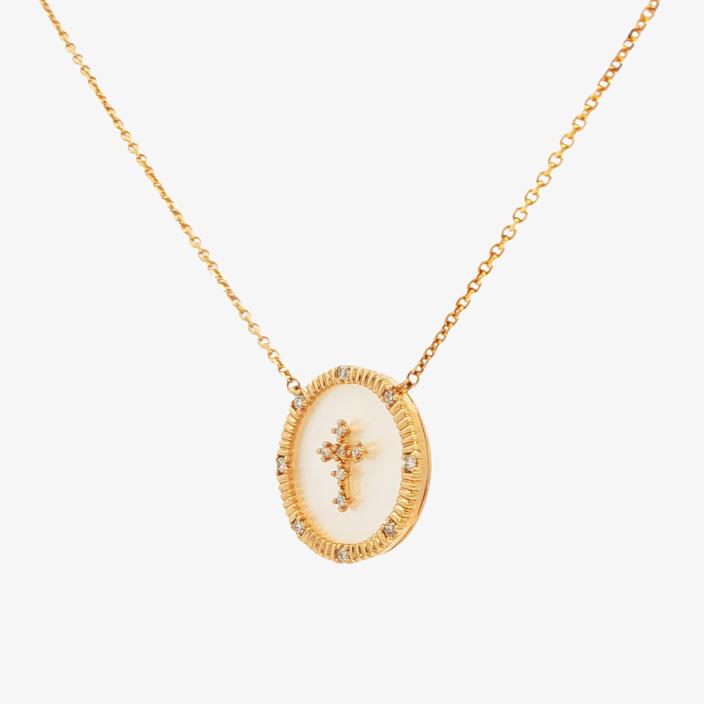 Diamond Mother-of-Pearl Cross Necklace