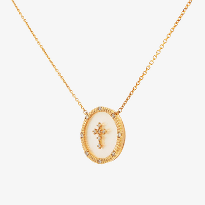 Diamond Mother-of-Pearl Cross Necklace