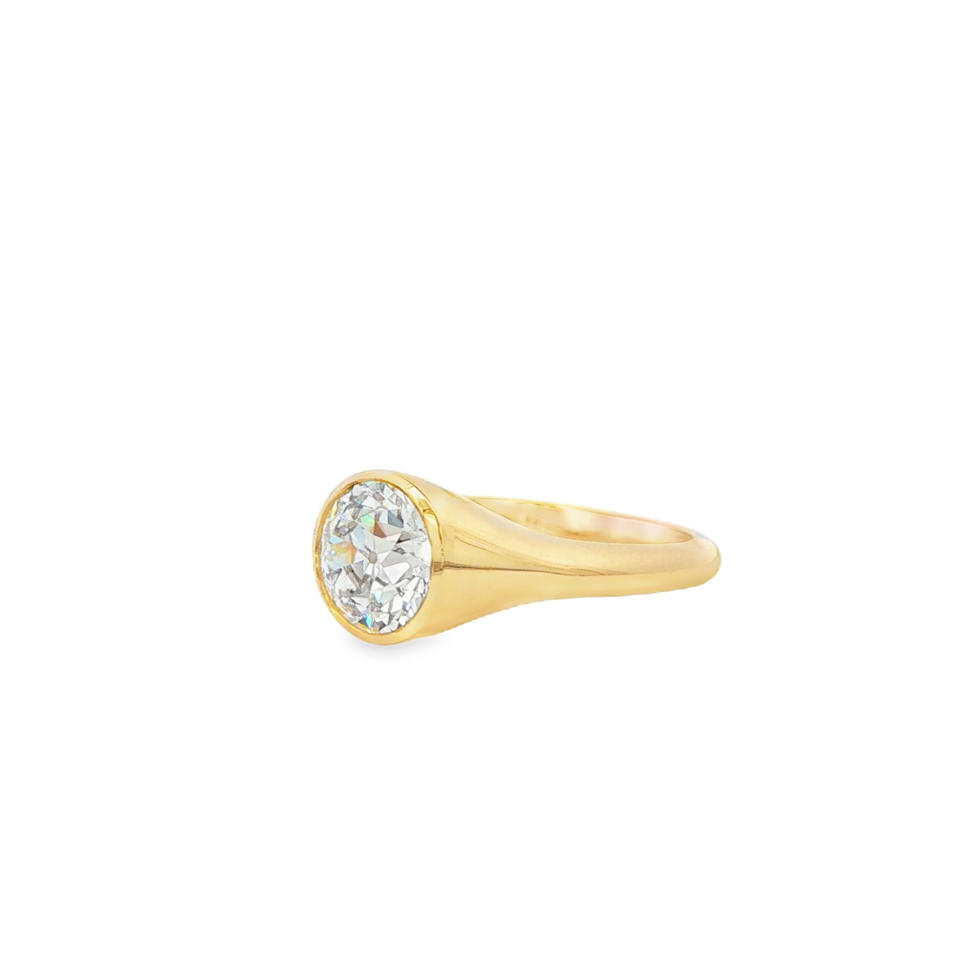 14K Yellow Gold Lab-Grown Diamond Bezel Set Engagement Ring