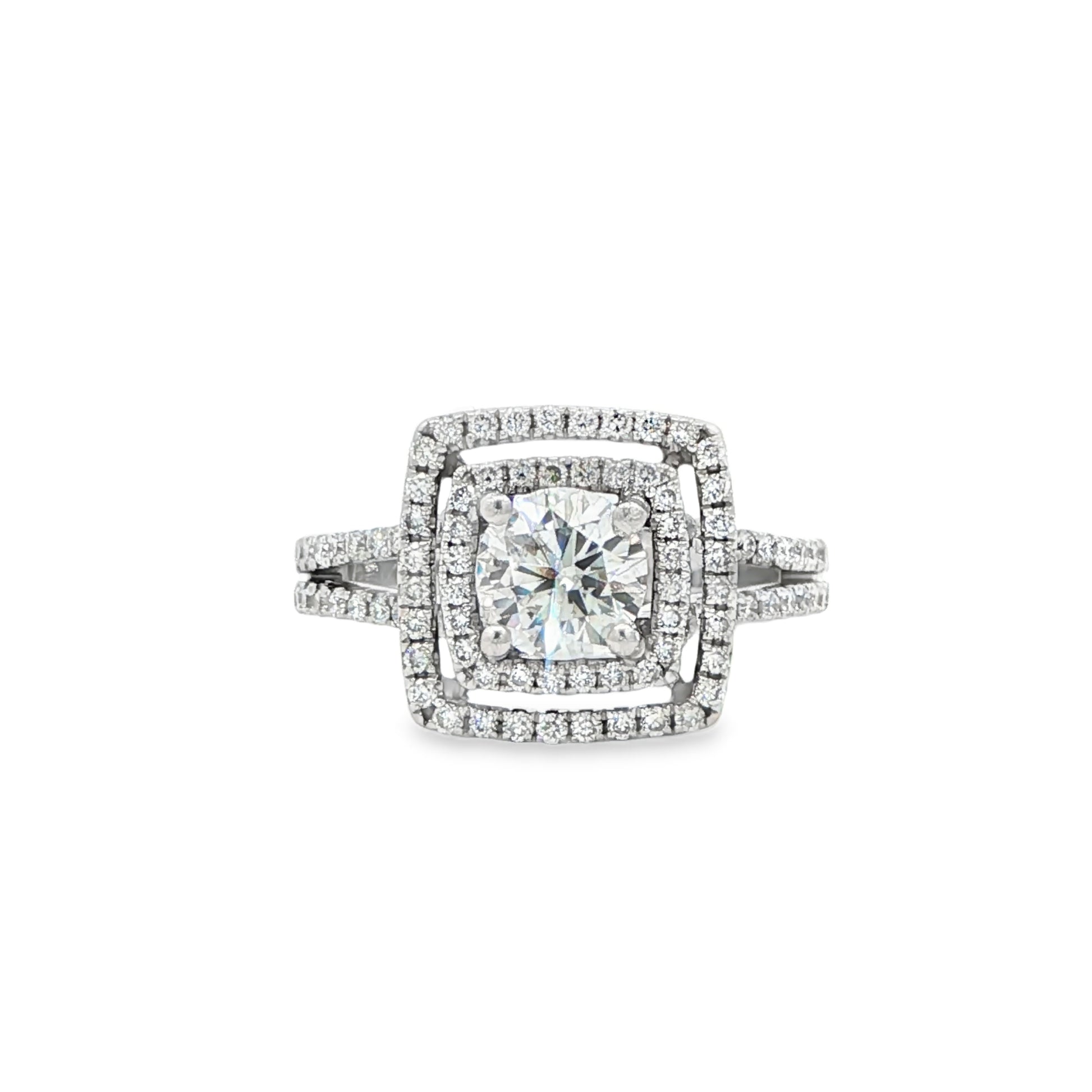 18K White Gold Diamond Halo Engagement Ring
