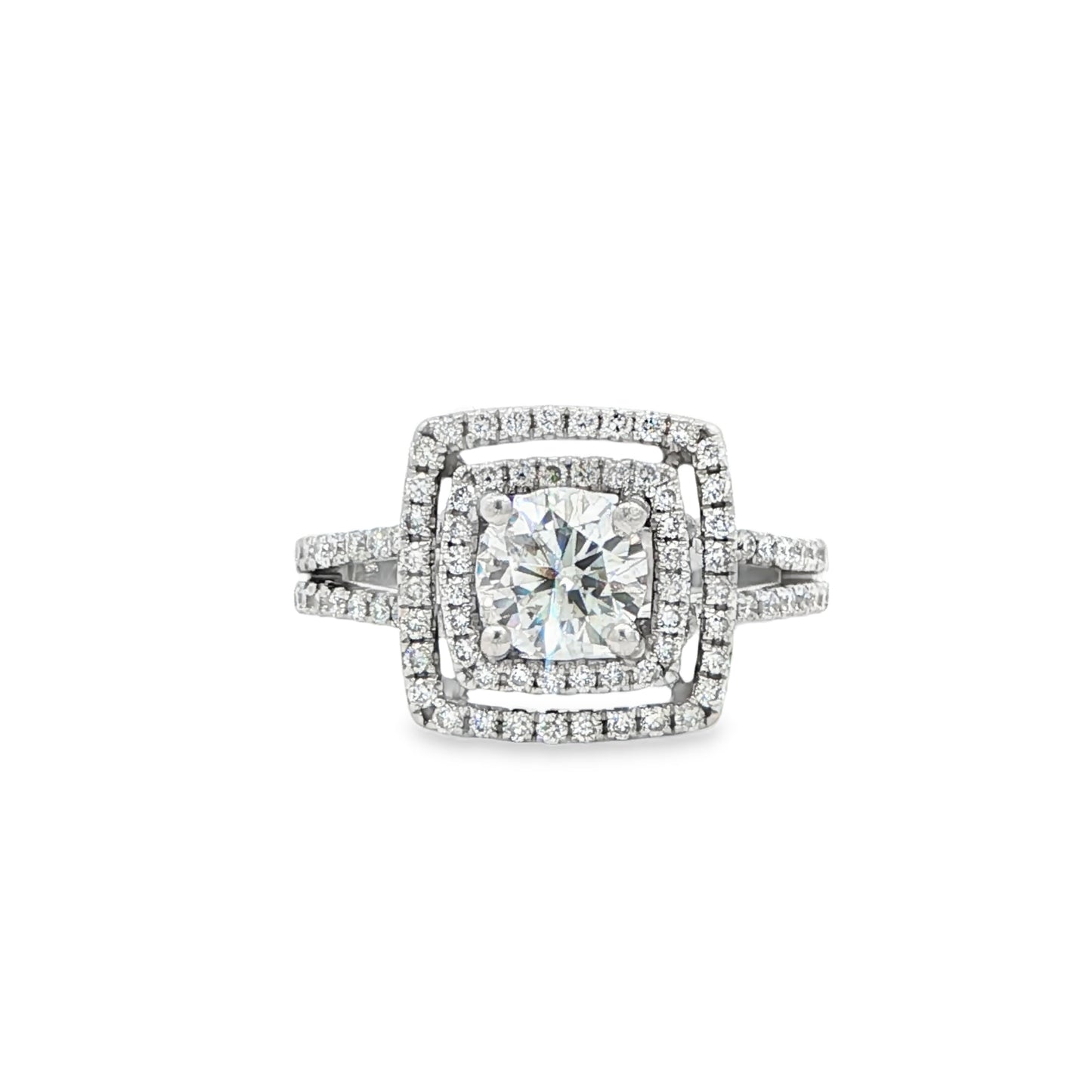 18K White Gold Diamond Halo Engagement Ring
