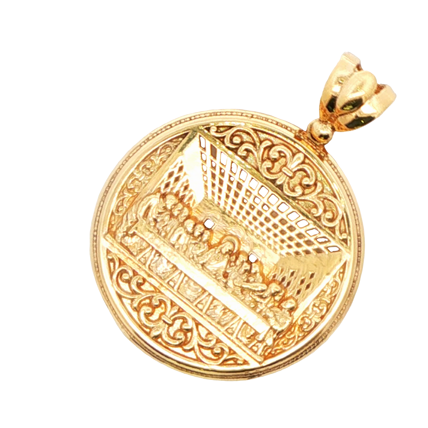 14K YG FIRST SUPPER ROUND MEDALLION PENDANT 8G