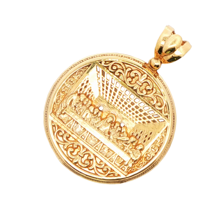 14K YG FIRST SUPPER ROUND MEDALLION PENDANT 8G